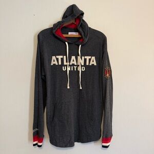 Atlanta United MLS Soccer Hoodie Gray Pullover Mitchell & Ness Women Sz M